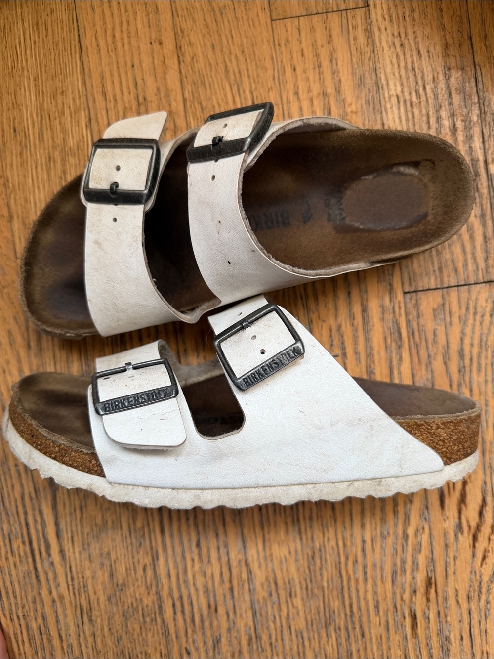 Birkenstock White Arizona Two-Strap Sandals